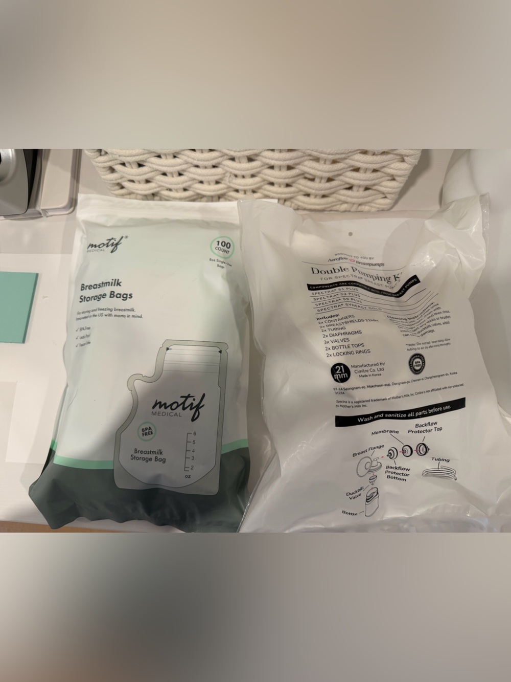 Spectra 21 MM breastfeeding pumping kit- replacement parts and breast milk bags